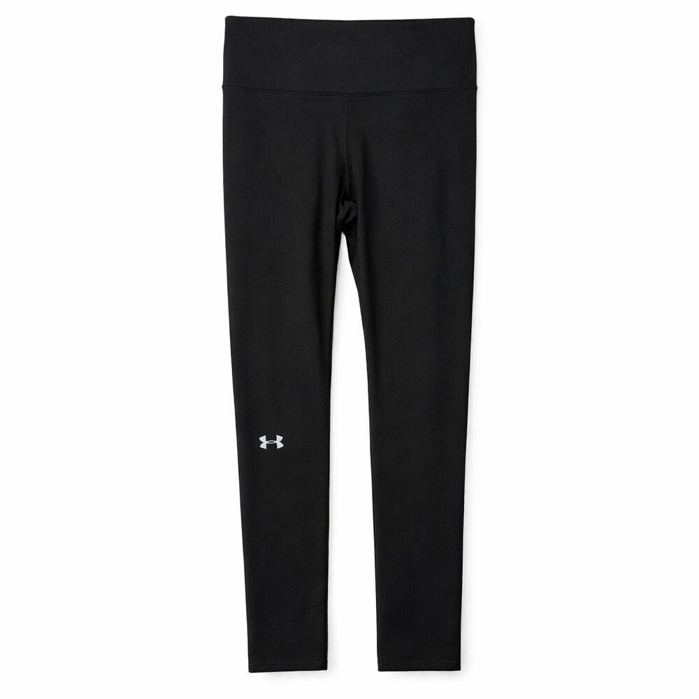 Under Armour HeatGear Compression Leggings Black Reflective Running Tights SM